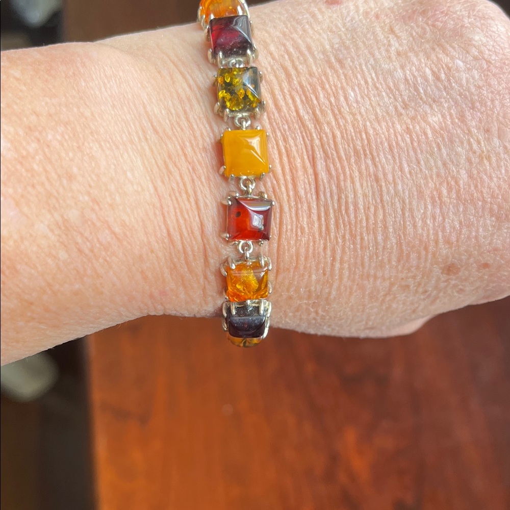 Elegant Multicolor Amber Gemstone Bracelet